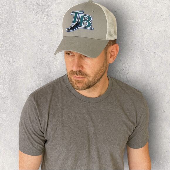 Tampa Bay Rays Snapback Hat NWOT Gray Mesh Trucker Cap Adjustable MLB Baseball - Picture 1 of 6